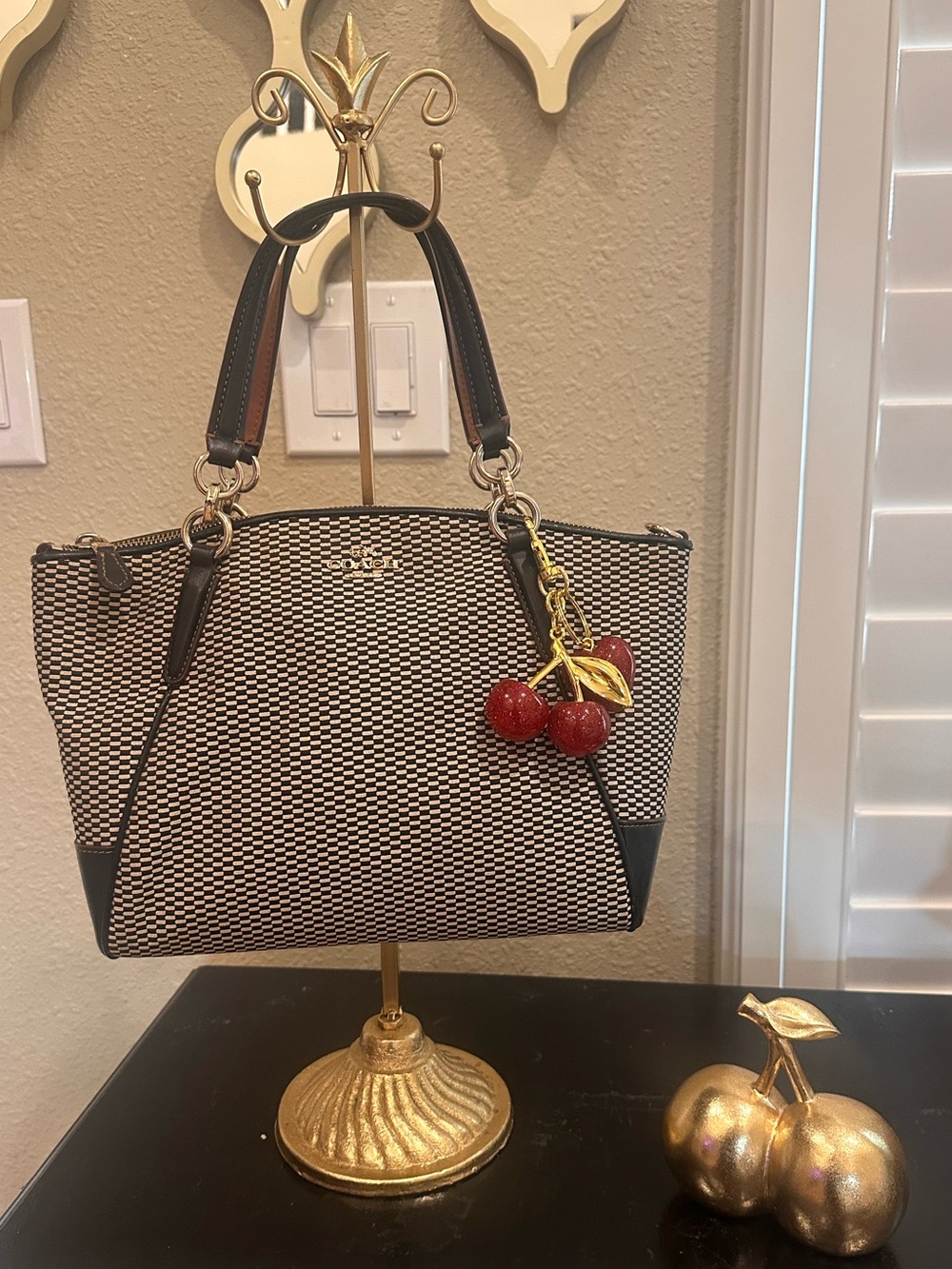 Coach Black & White Woven purse